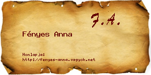 Fényes Anna névjegykártya